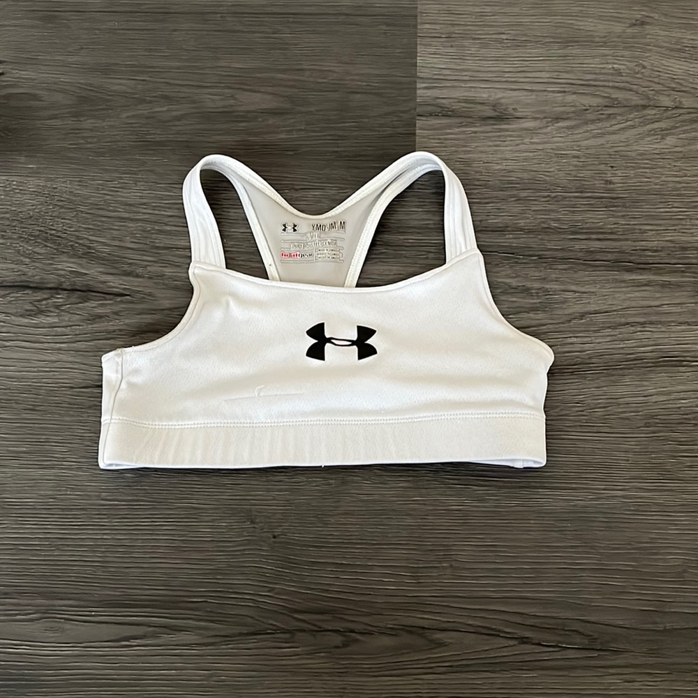 Under Armour Sports Bra youth medium white grey black heat gear